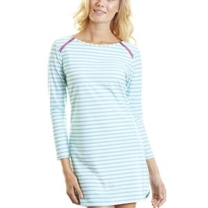 CABANA LIFE AQUA STRIPED COVER UP W ZIPPER DETAILS, SZ LARGE